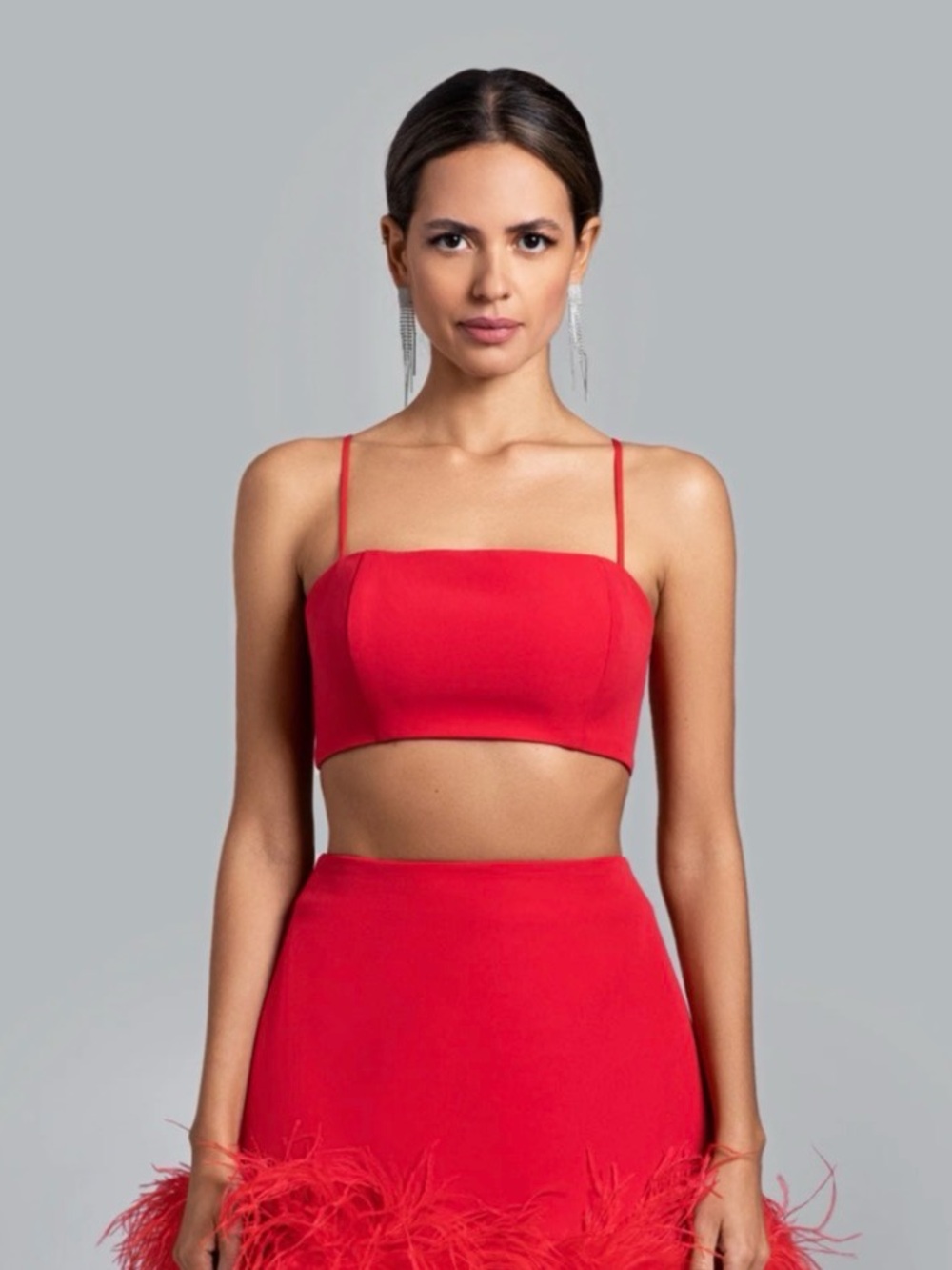Red satin crop top size small with tags